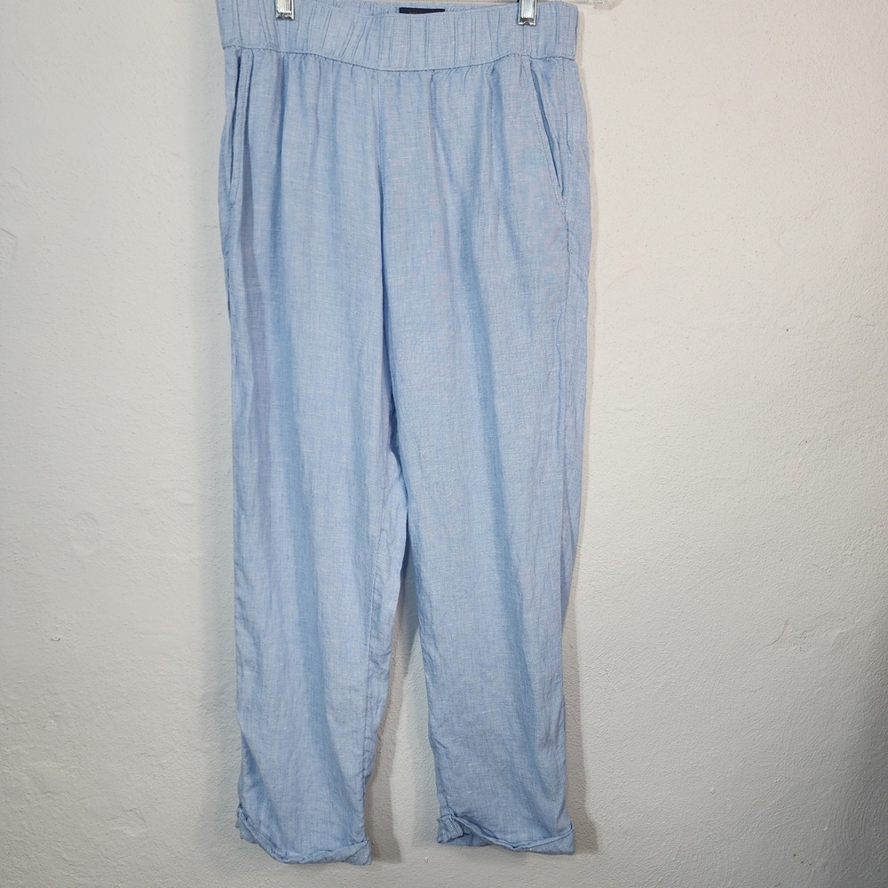 Rachel Rachel Roy Linen Pants Women Small Blue Elastic Waist Coastal Relaxed